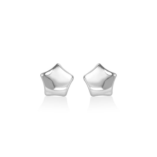 Polished Little Star Silver Stud Earrings for Women