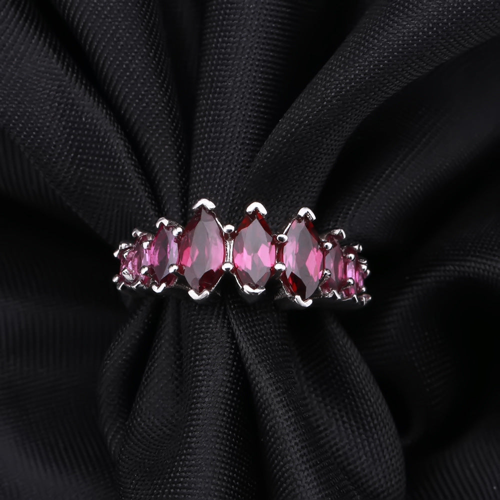 Luxurious Natural Rose Pomegranate Ring for Women, with s925 Silver