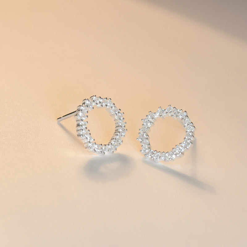 Zircon Garland Silver Stud Earrings for Women