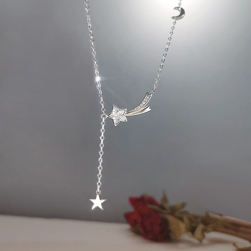 Zircon Meteor Star Silver Necklace for Women