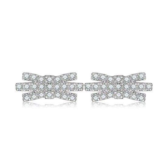 Zircon Bow Silver Studs Earrings for Women