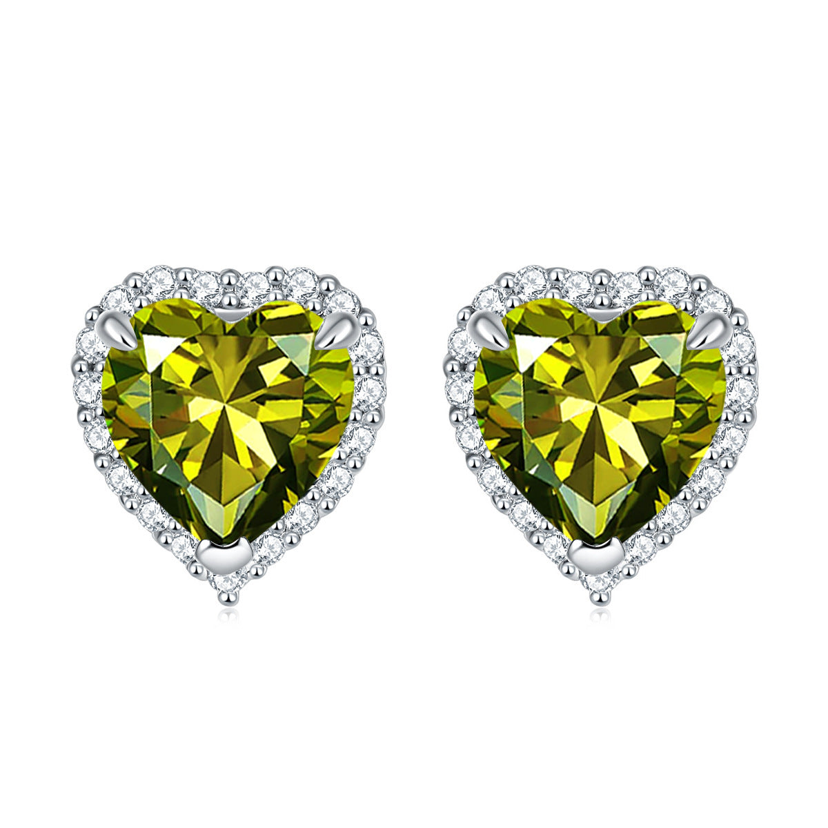 Halo Heart Zircon Stud Earrings