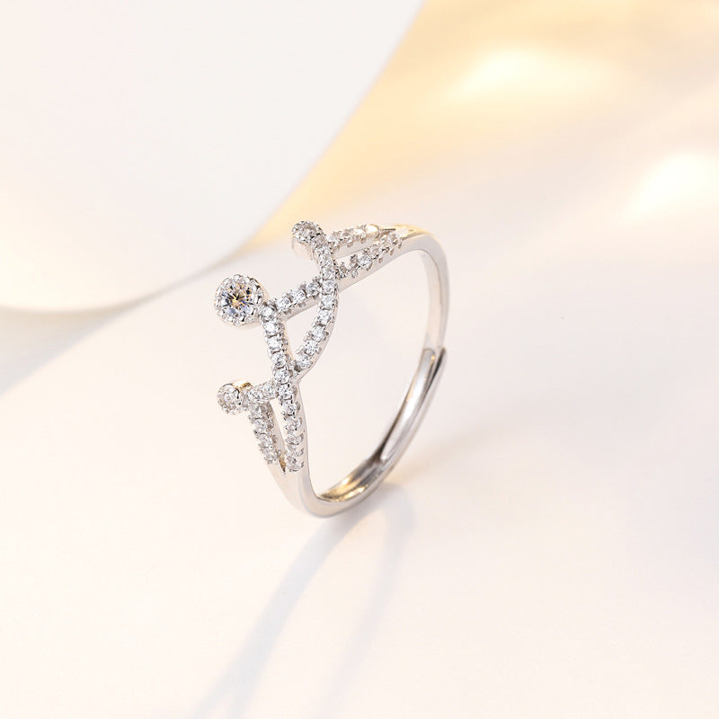 Simple Zircon Crown Silver Ring