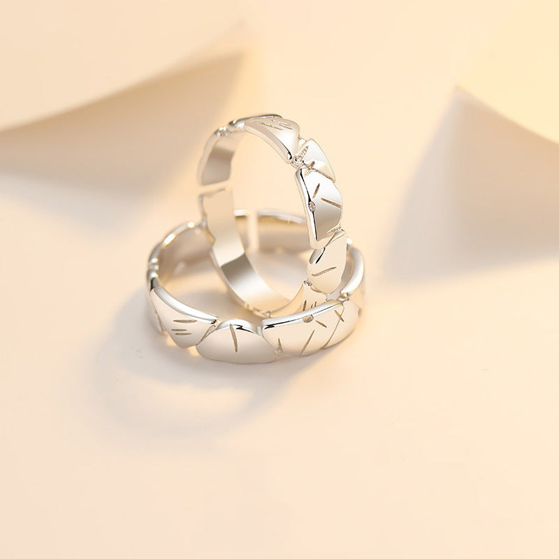 Stone Shape Silver Couple Ring