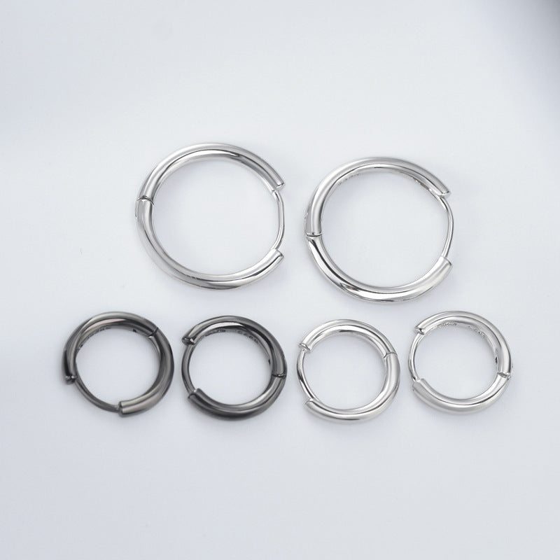 Circle Silver Hoop Earrings for Women