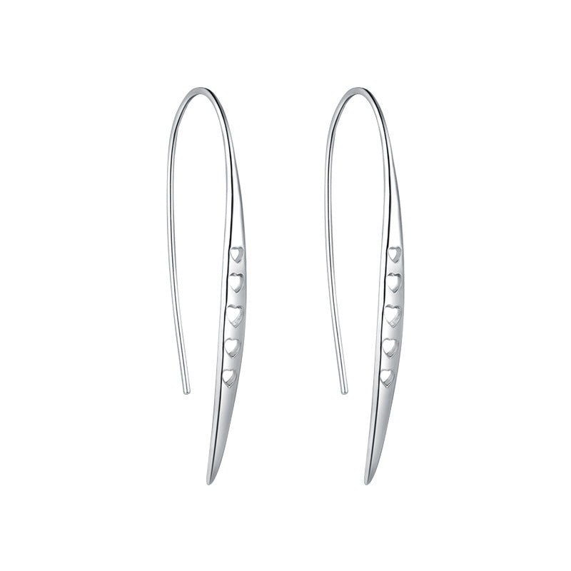 Hollow Heart-shape Silver Hook Earrings for Women