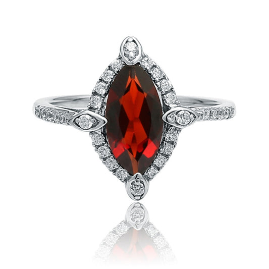 Luxurious High-grade Natural Garnet s925 Silver Inlaided Ring for Women