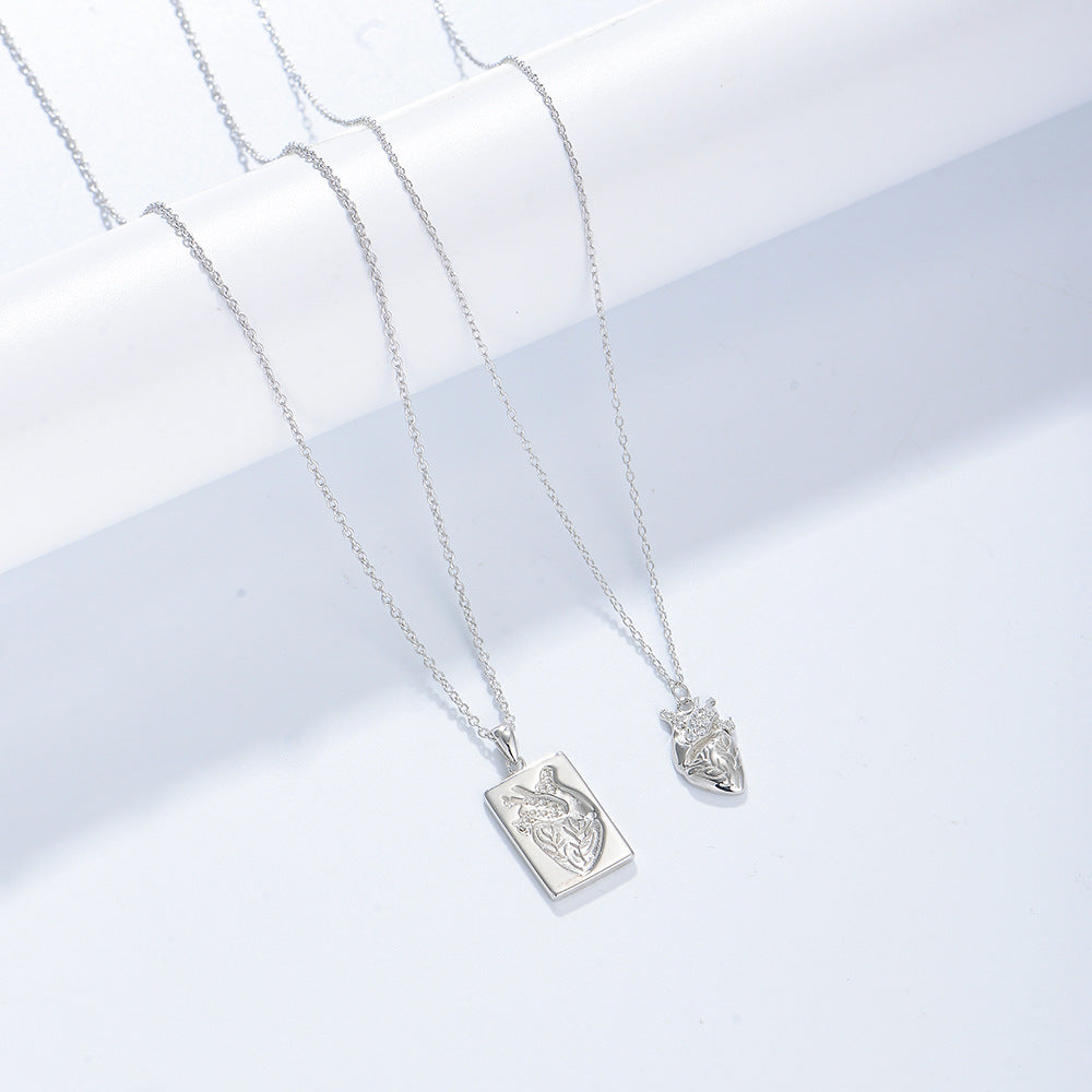 Valentine's Day Gift Lovers Heart Sterling Silver Necklace for Women