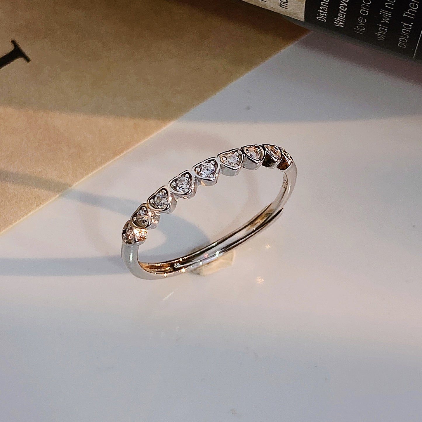 Beading Heart-shape Zircon Silver Ring for Women