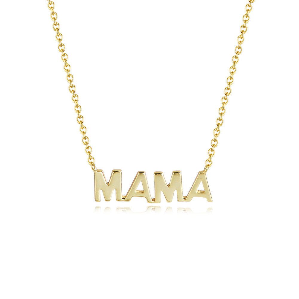 Glossy MAMA Letter Pendant Sterling Silver Necklace for Women