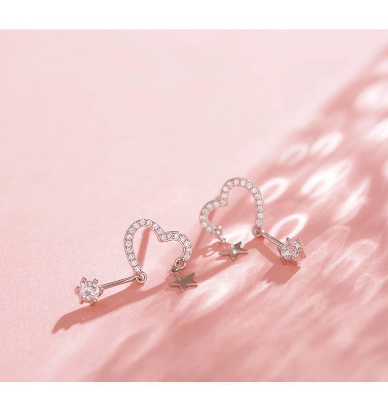 Love Star with Zircon Silver Drop Earrings for Women