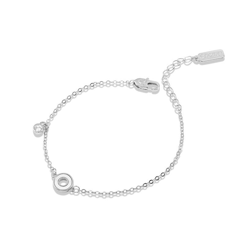 Mother of Pearl Circle Silver Bracelet for Women