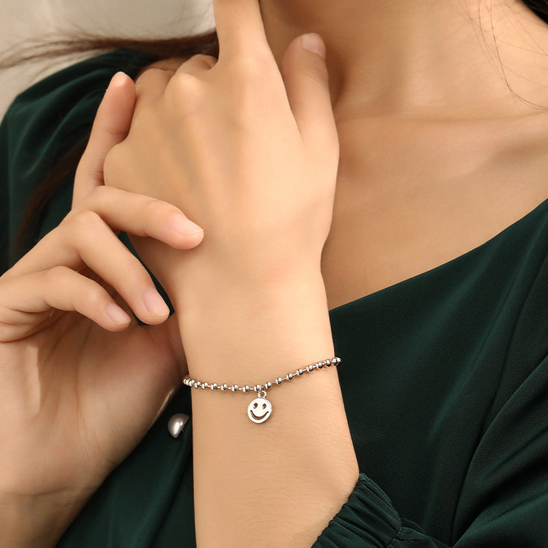 Smiley Face Beading Silver Bracelet for Women