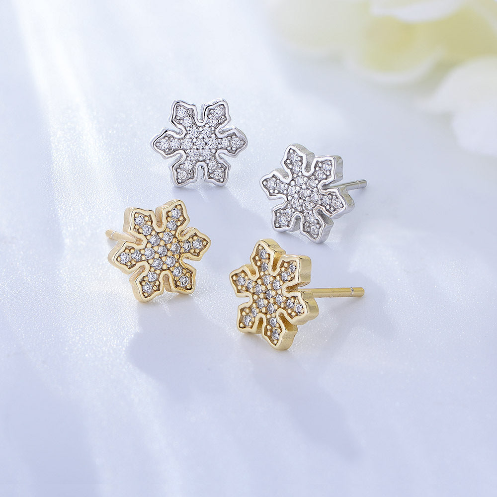 Zircon Snowflake Series Silver Studs Earrings for Women