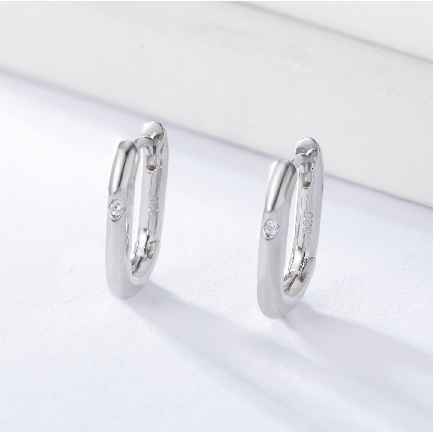 Oval U-shaped Silver Studs Earrings for Women