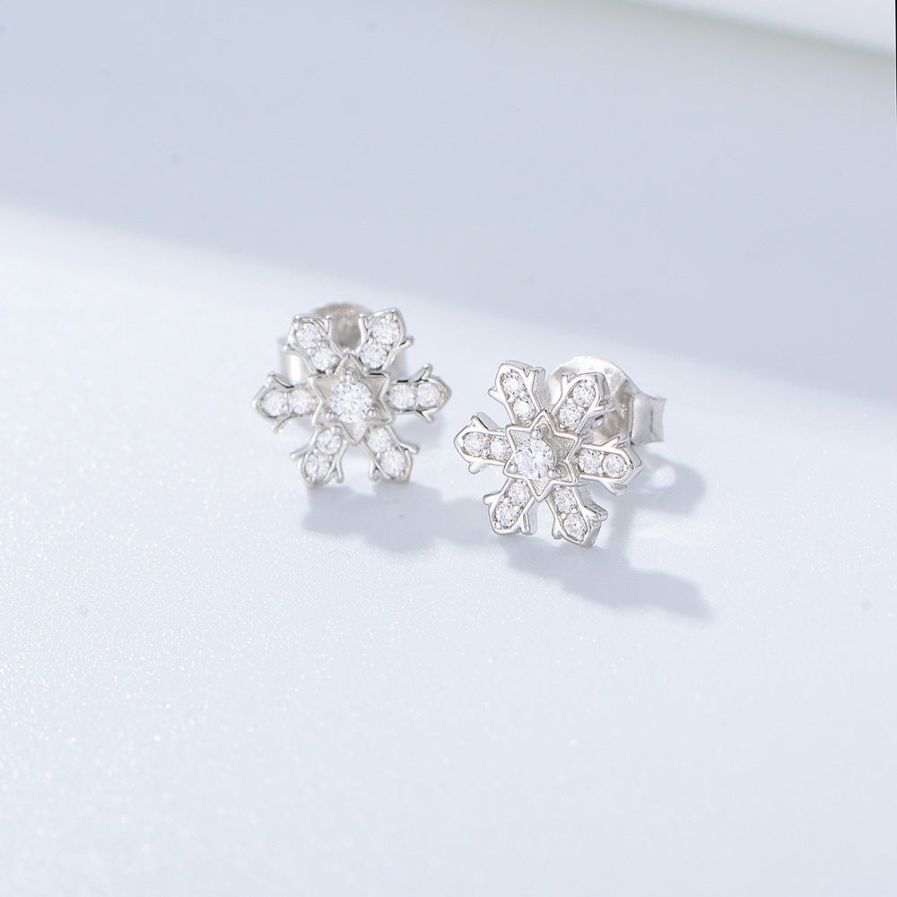 Zircon Snowflake Series Silver Studs Earrings for Women