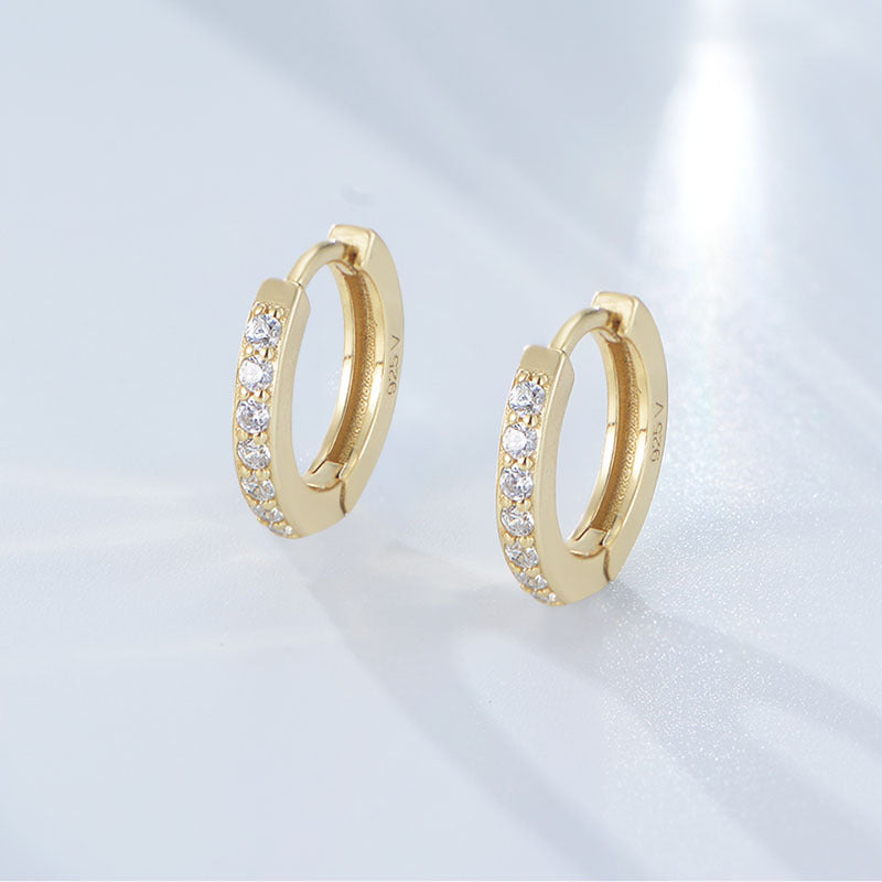 Single-row Zircon Circle Silver Studs Earrings for Women