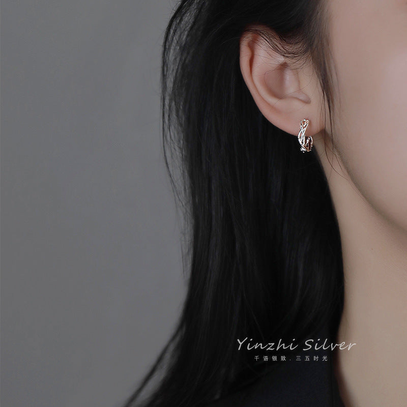 Garland silver hoop earrings for women