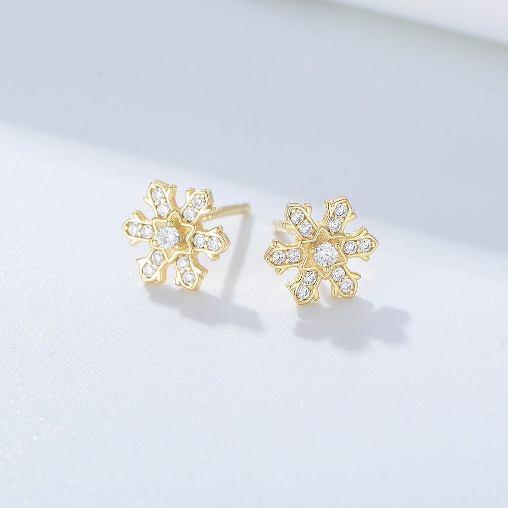 Zircon Snowflake Series Silver Studs Earrings for Women