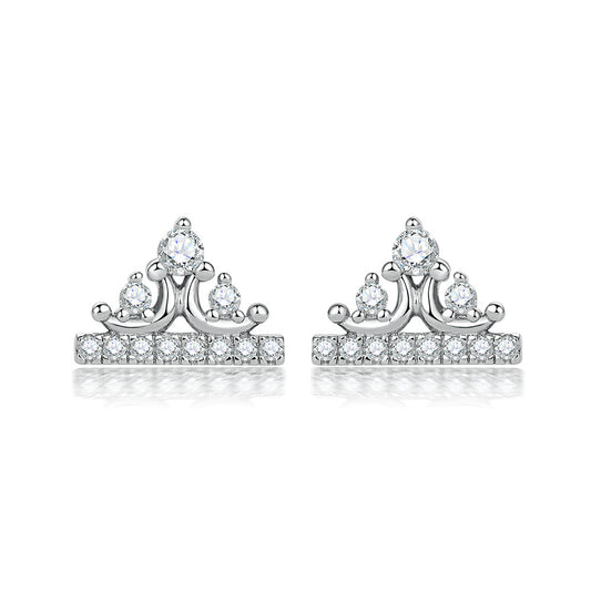 Zircon Crown Silver Studs Earrings for Women