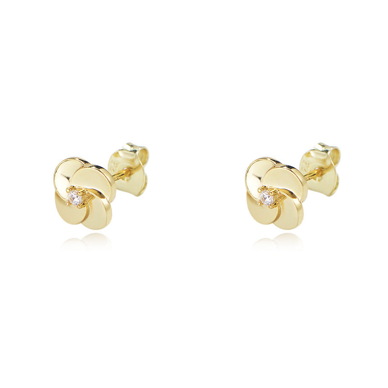 Four-leaf Clover Zircon Silver Studs Earrings for Women