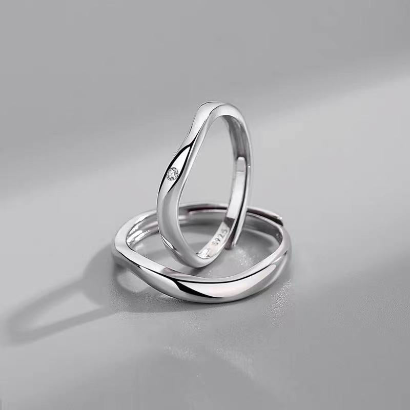 Irregular Silver Couple Rings for Women