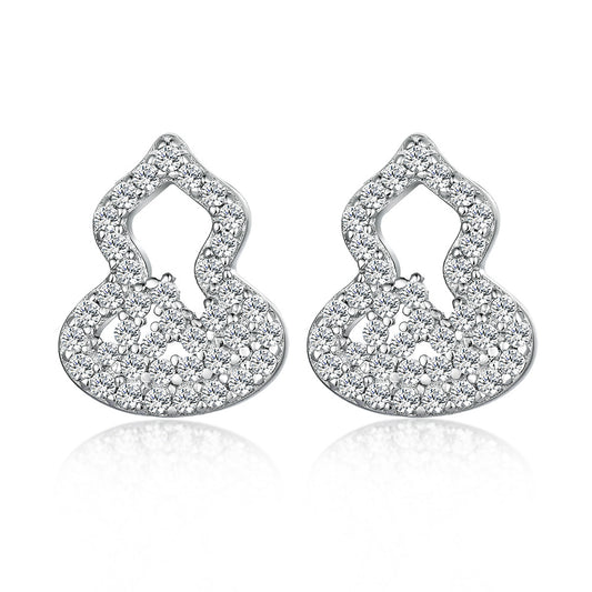 Zircon Gourd Silver Studs Earrings for Women