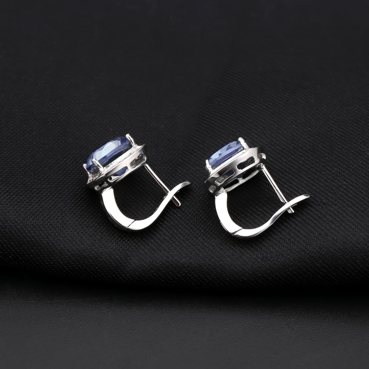 Crystal Soleste  Halo Square Sterling Silver Studs Earrings for Women