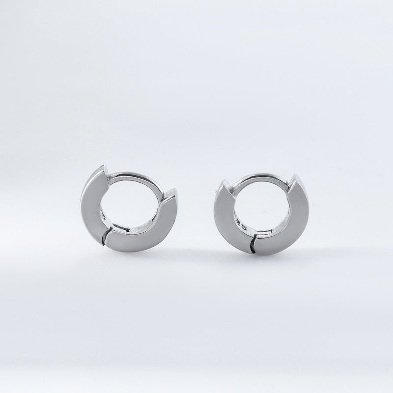 Mini Circle Plain Silver Hoop Earrings for Women