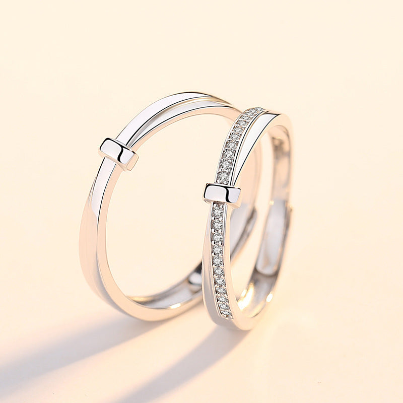 Cross Knot Silver Couple Ring for Women