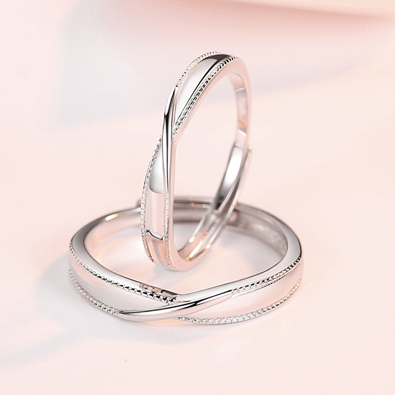 Interwoven Love Silver Couple Ring for Women