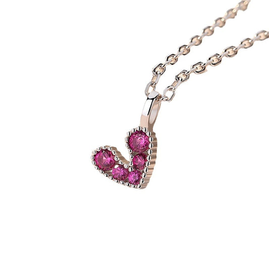 Valentine's Day Gift Zircon Heart Silver Necklace for Women