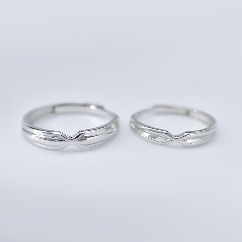 X Cross Silver Couple Ring