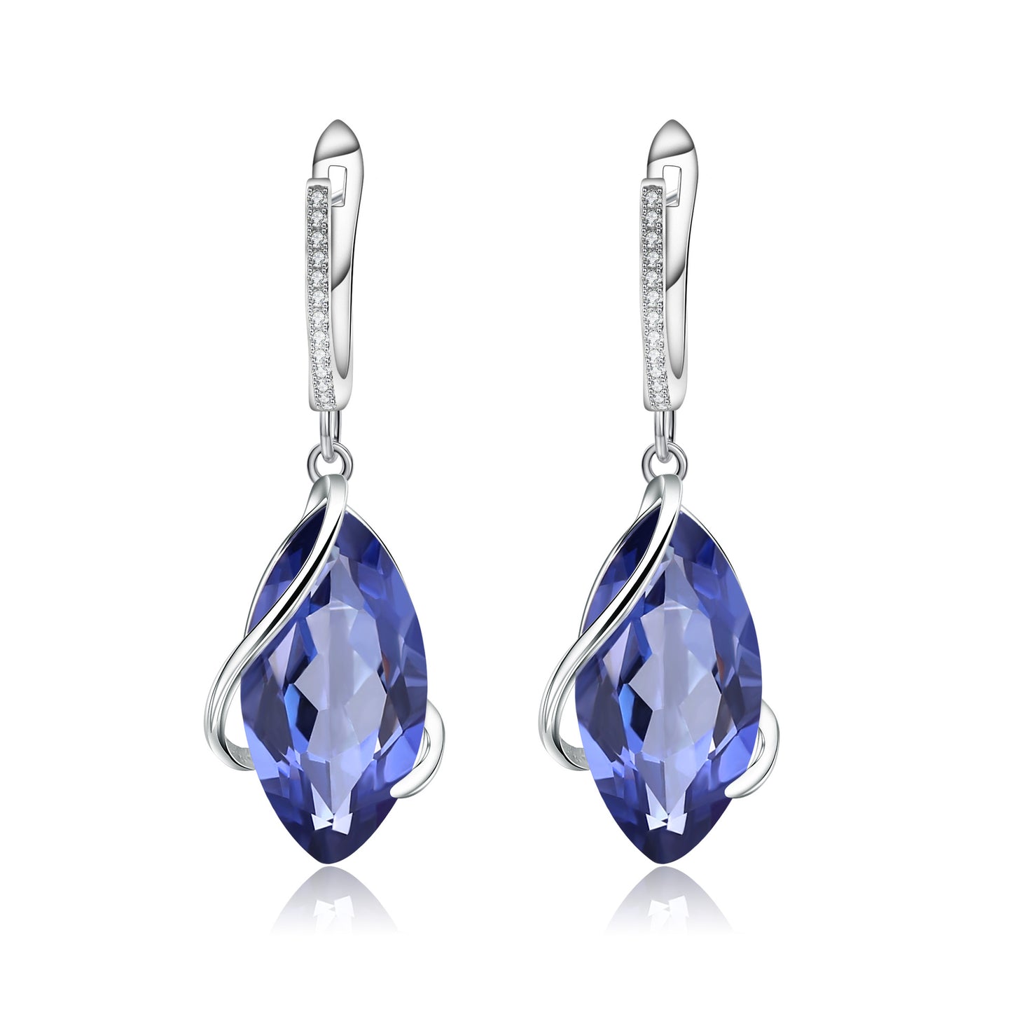 Crystal Marquise  Shape Silver Drop Earrings for Women