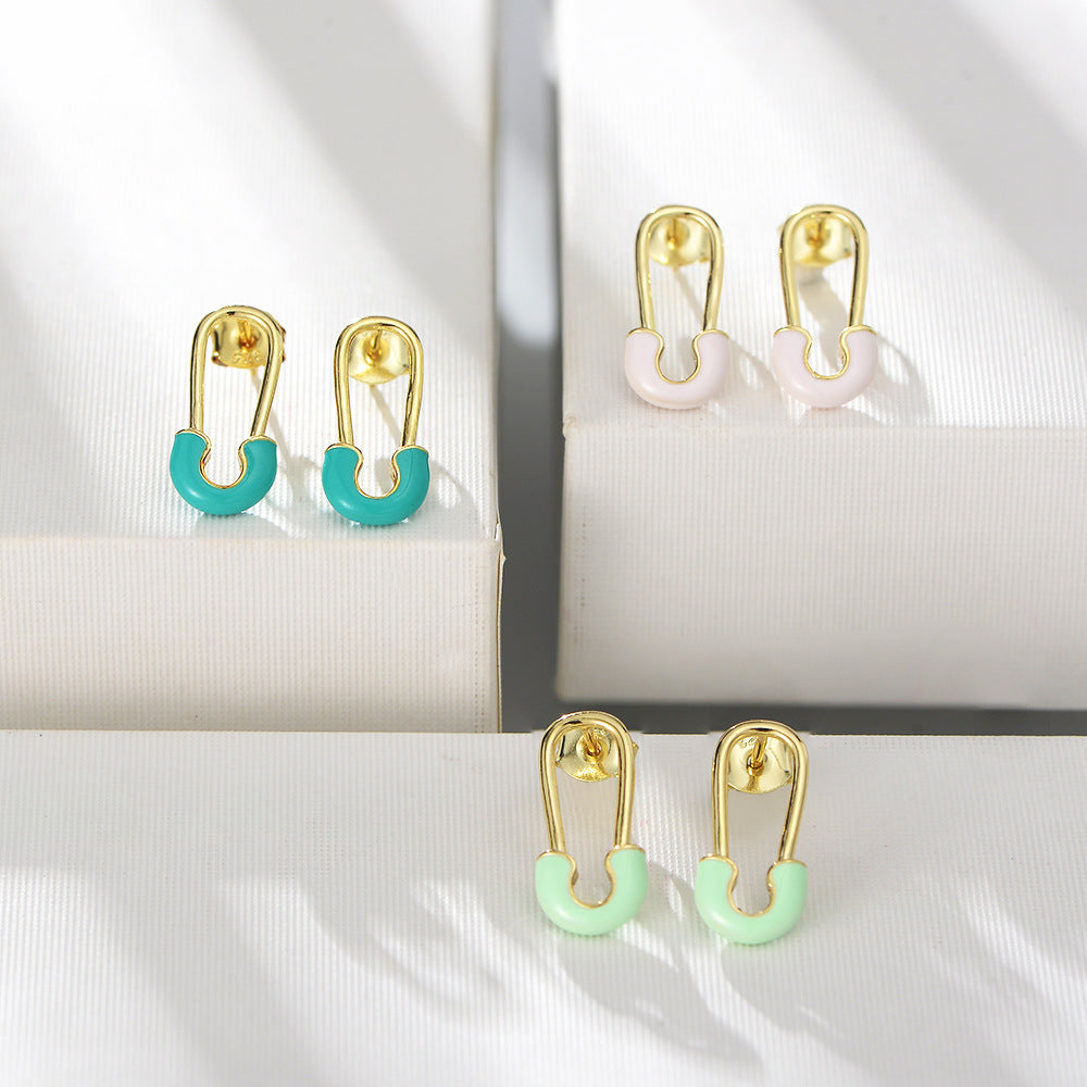 Paper Clip Silver Studs Earrings for Women