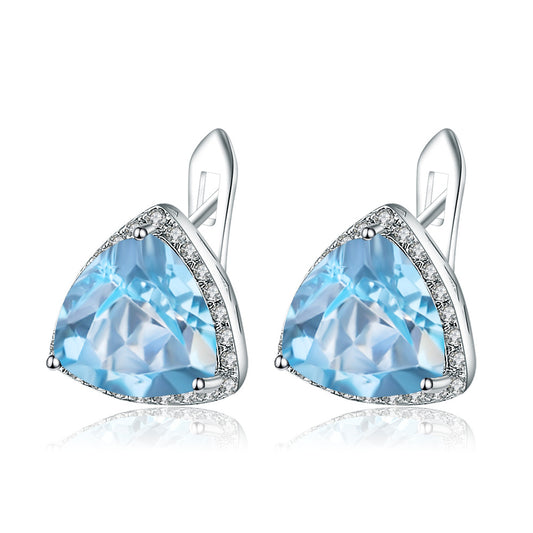 Topaz Triangle Silver Studs for Women