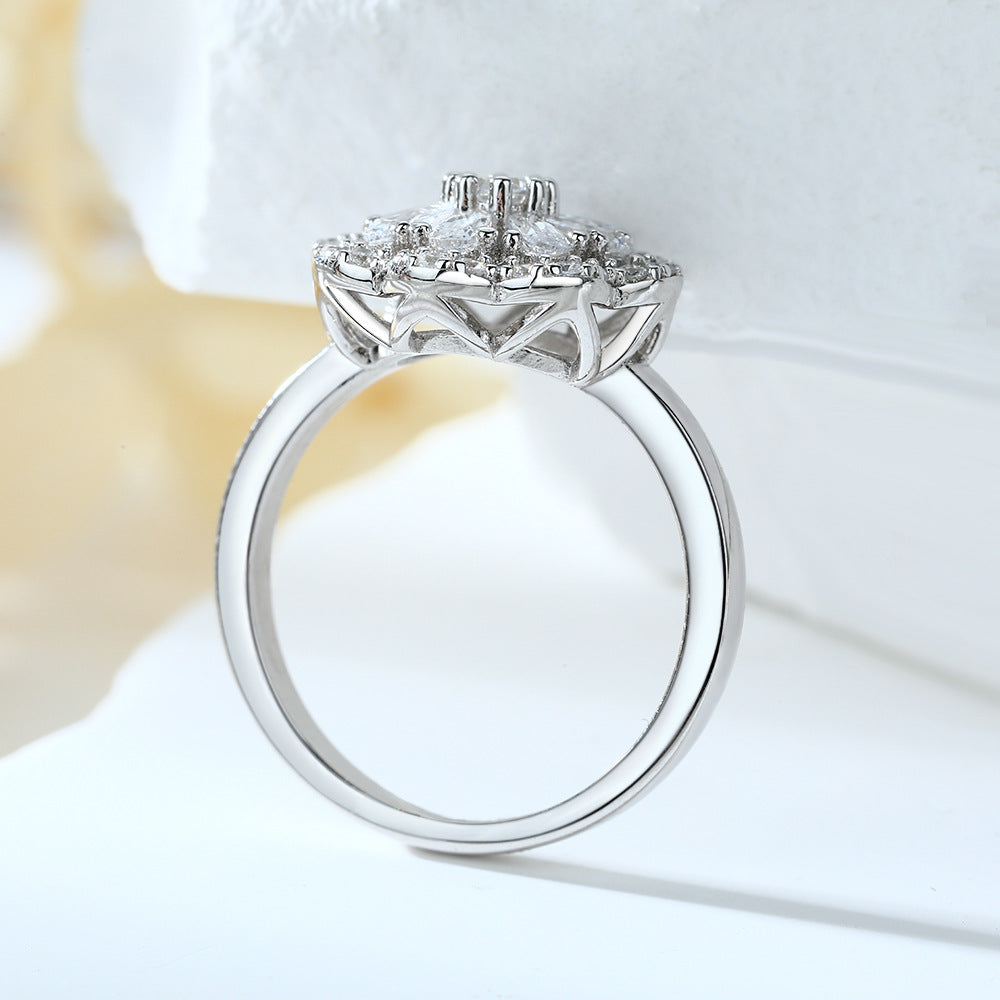 Zircon Flower Silver Ring