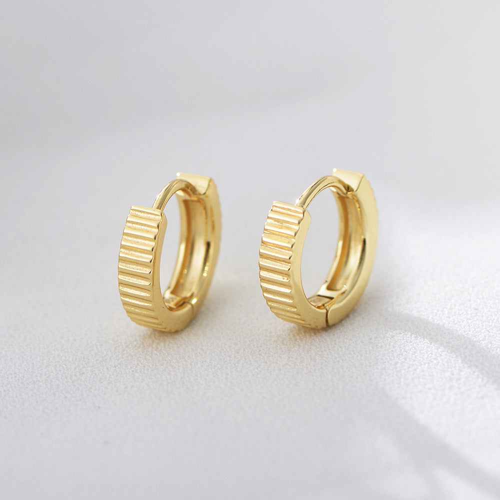 Minimalist Glossy Stripe Silver Studs Earrings for Women