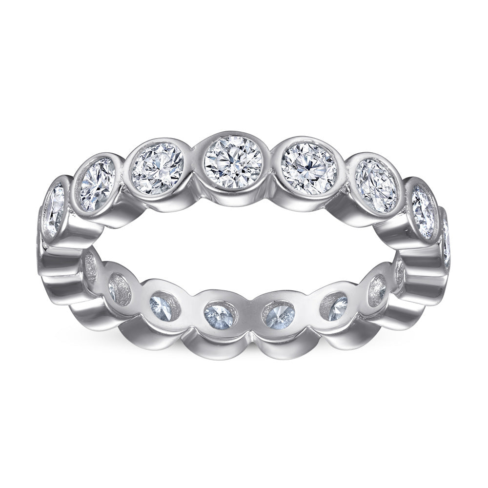 Beading Full Round Zircon Silver Ring for Women