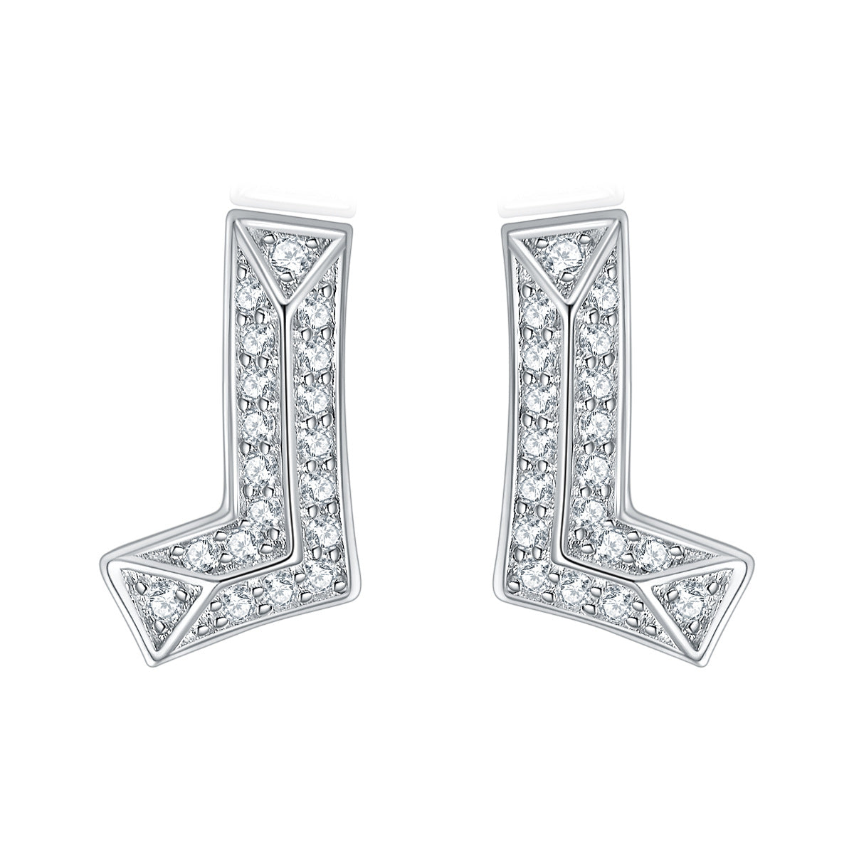 Zircon L Letter Silver Studs Earrings for Women