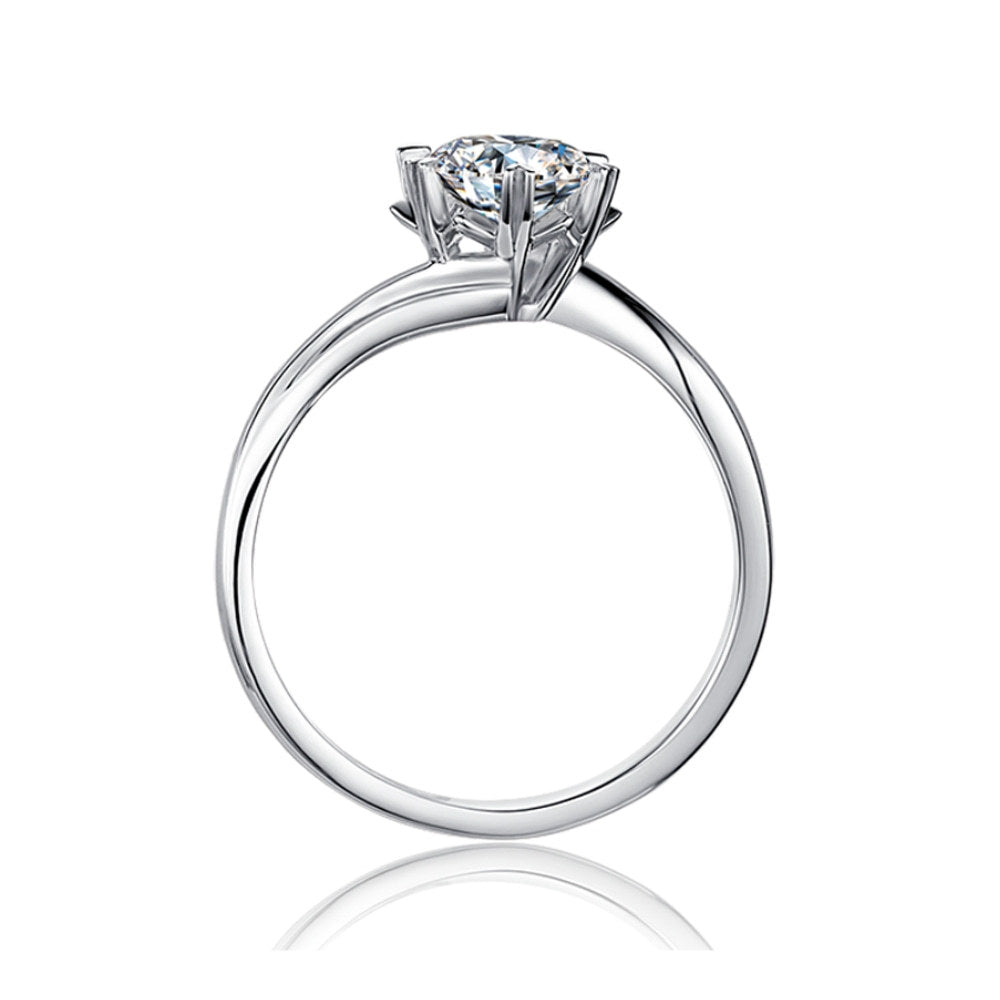 Twist Arm Flower Prong 1.0 Carat Moissanite Engagement Ring