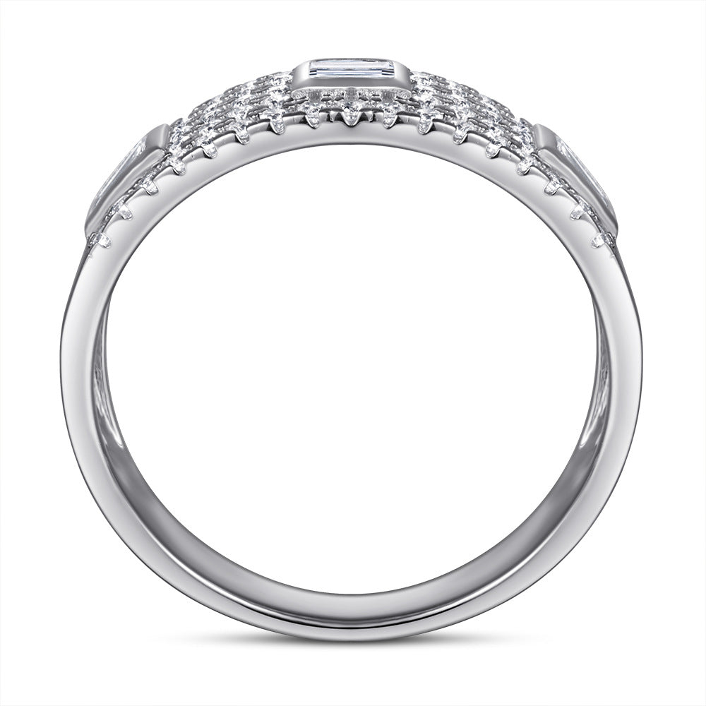 Wide Style with Zircon Silver Ring