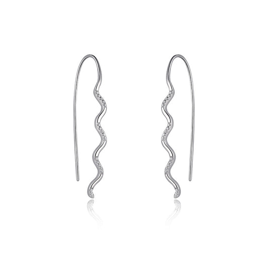 Zircon Wave Silver Hook Earrings for Women