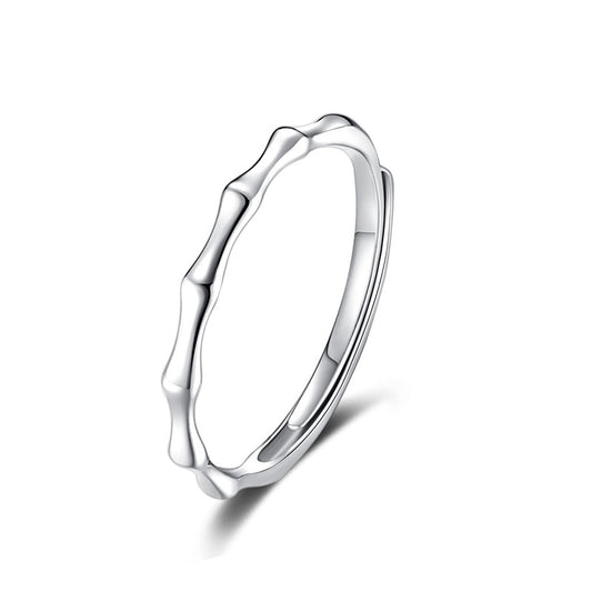 Half Circle Bamboo Silver Ring for Women