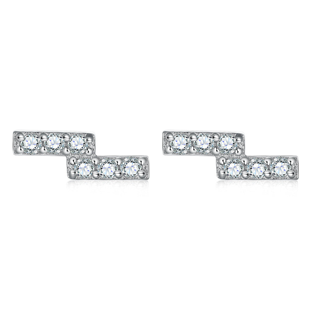 Zircon Z Letter Silver Studs Earrings for Women