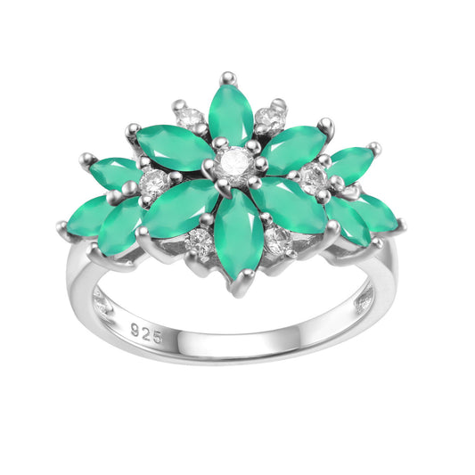 Luxury Fashion Design Natural Colourful Gemstone Flower Petals Sterling Silver Ring for Women