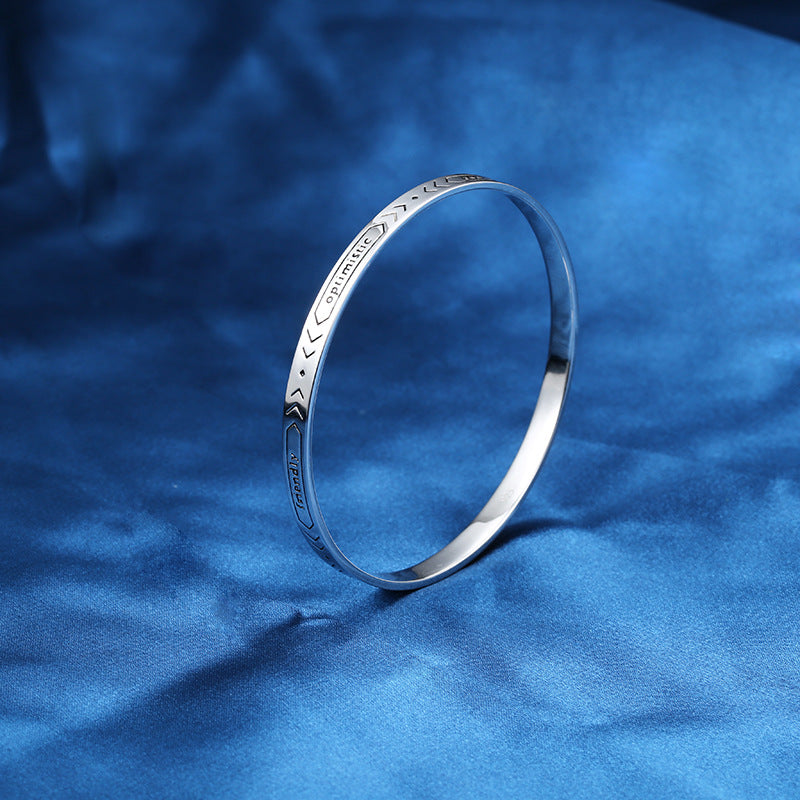 Letter Pattern Silver Bracelet for Women