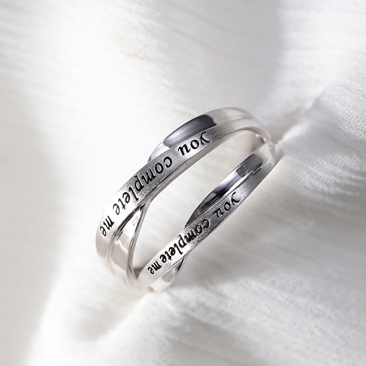 You Complete Me Silver Couple Ring