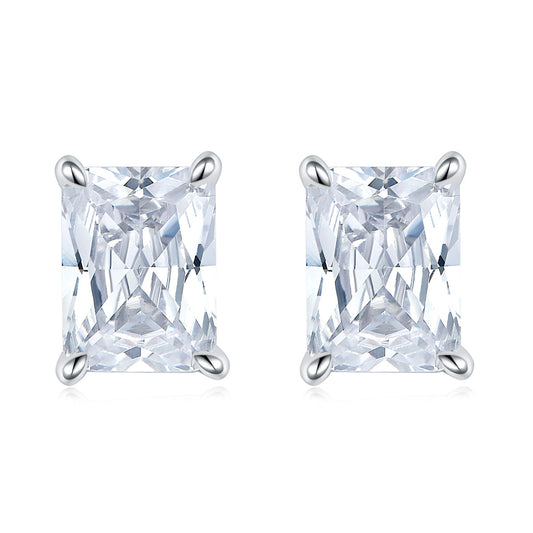 Rectangle Zircon Silver Studs Earrings for Women