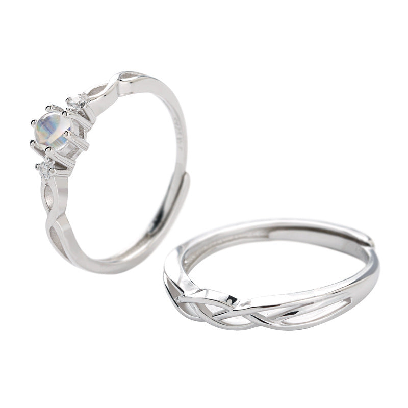 Moonstone Silver Couple Ring for Women